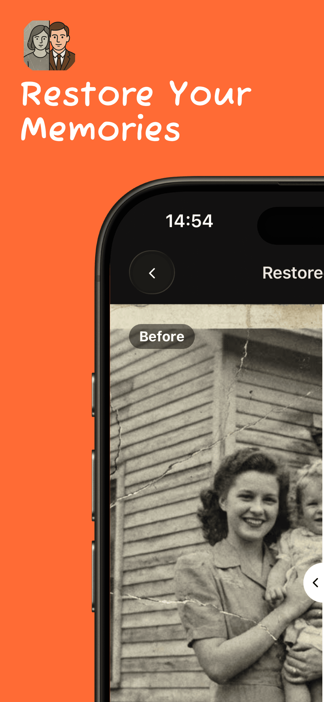 Restore your memories: a damaged old family portrait before restoration